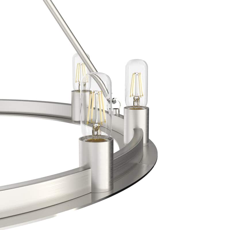Hunter 30" Saddlewood 9-Light Chandelier - Dining Room, Entry - Farmhouse, Industrial, Wagon Wheel