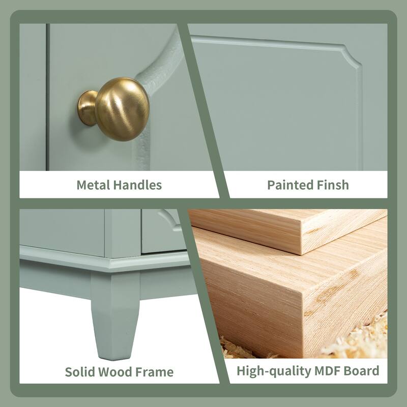 30" White Bathroom Vanity Set - Ceramic Sink Cabinet with 3 Drawers, Solid Wood Frame & Soft-Close Doors