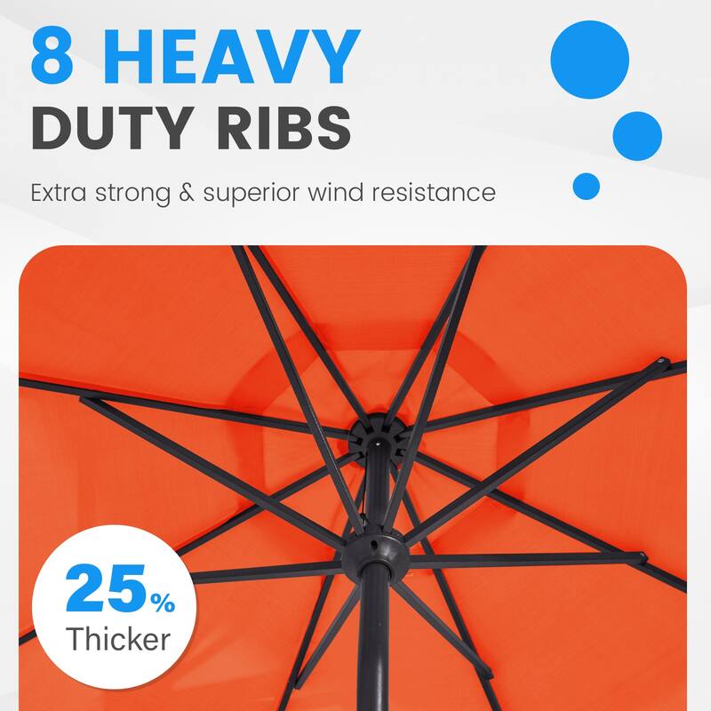 11ft Patio Market Umbrella with UV-Resistant and Sagging Edge Designed