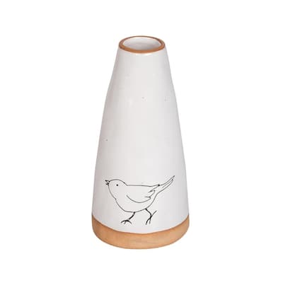 Transpac Ceramic Vase w/Bird Print Home Decorations Spring