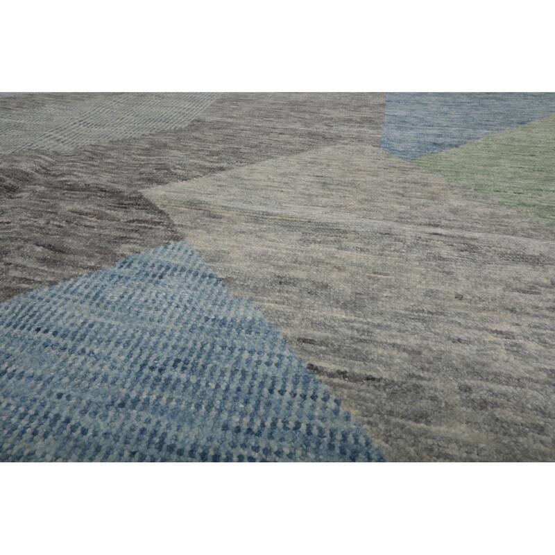 Hand Knotted Gray Tibetan Wool Modern &Contemporary Oriental Area Rug - 9' x 12'