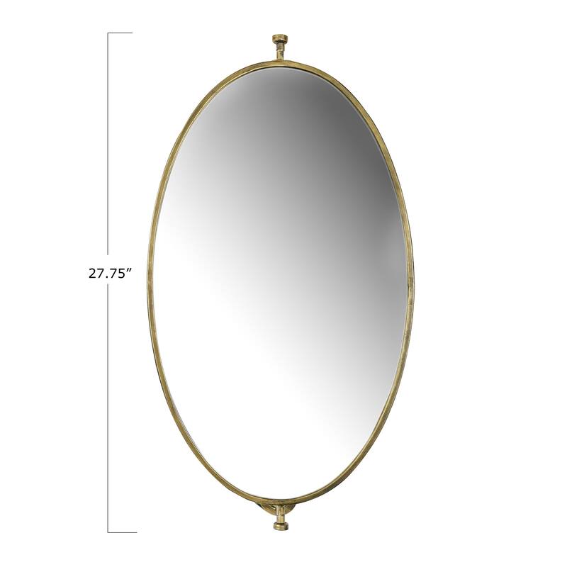 27" Metal Pivoting Oval Wall Mirror - Antique Gold