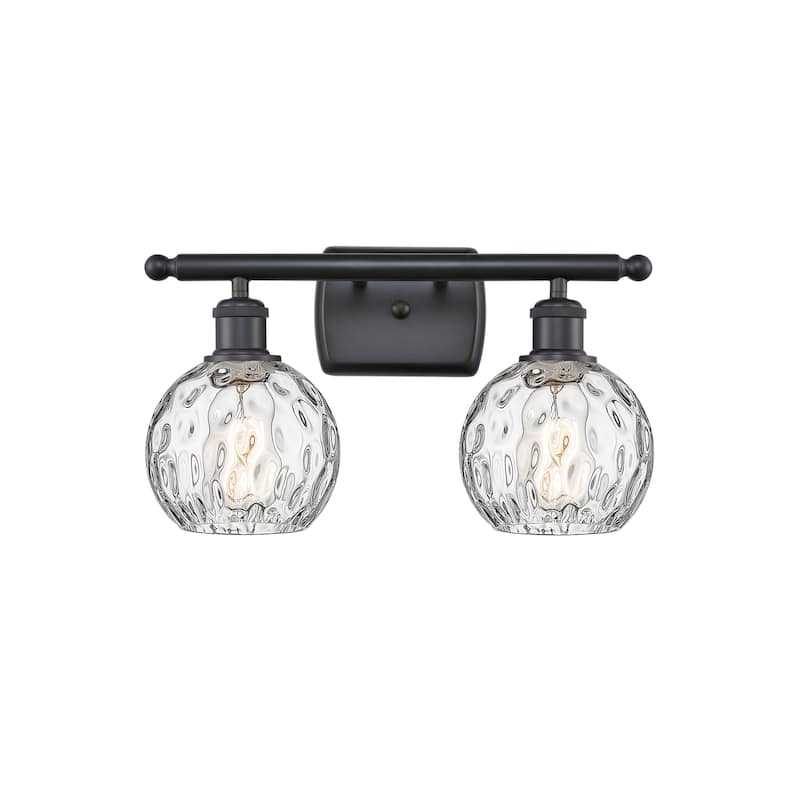 Innovations Lighting 516-2W-11-16 Athens Vanity Athens 2 Light 16" - Matte Black / Clear Water Glass