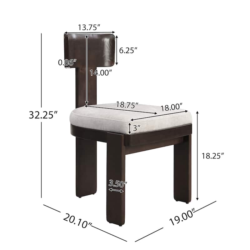 Roomfitters Upholstered Dining Side Chair Set of 2, Fabric Seating with Light Brown Rubber Wood Legs