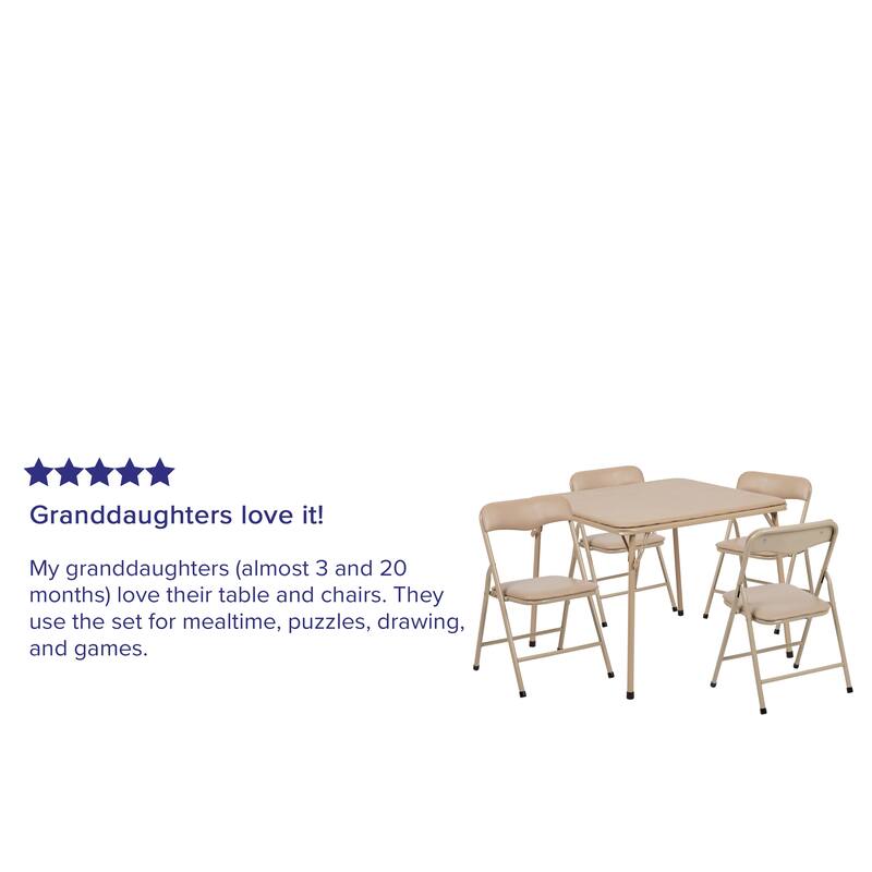 Kids 5-Piece Classroom Folding Table and Chairs Set