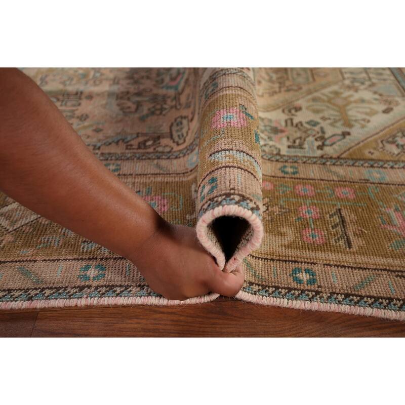 Distressed Tabriz Persian Vintage Area Rug Hand-Knotted Wool Carpet - 6'5" x 9'3"