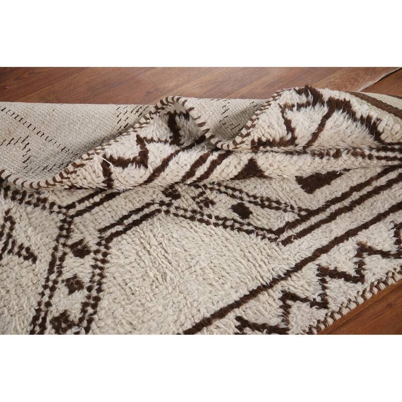 Beige Tribal Anatolian Runner Rug Hand-knotted Wool Carpet - 3'1"x 12'7"