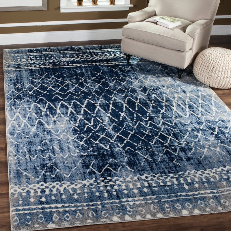 SAFAVIEH Tunisia Dorothea Southwestern Rug - 6'7" x 9'2" - Light Blue/Cream