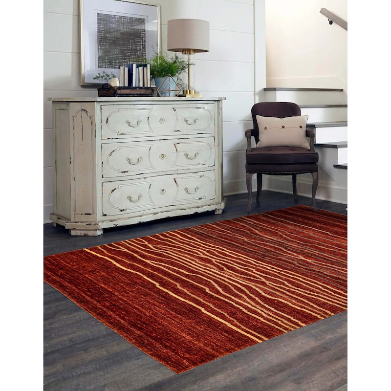 ECARPETGALLERY Hand-knotted Peshawar Ziegler Dark Copper Wool Rug - 5'2 x 7'2