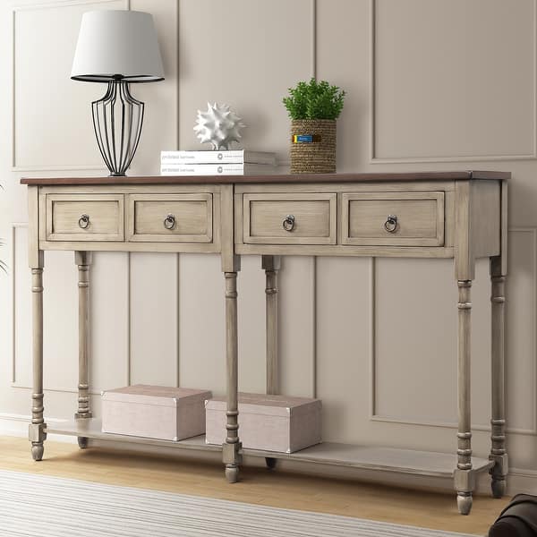 Shop Antique Grey Console Table Entryway Table With Drawers And
