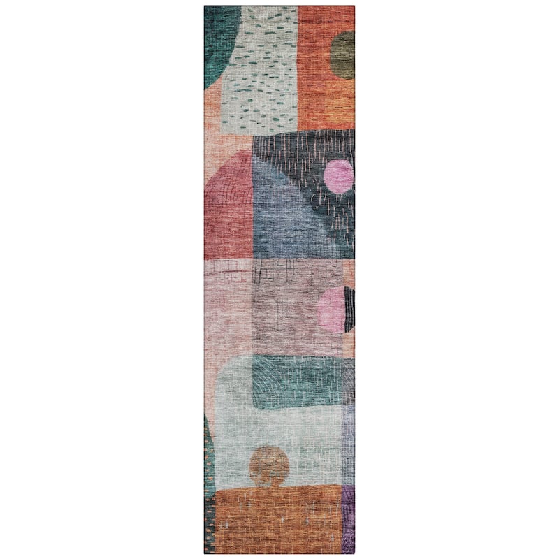Machine Washable Indoor/ Outdoor Contemporary Geo Chantille Rug