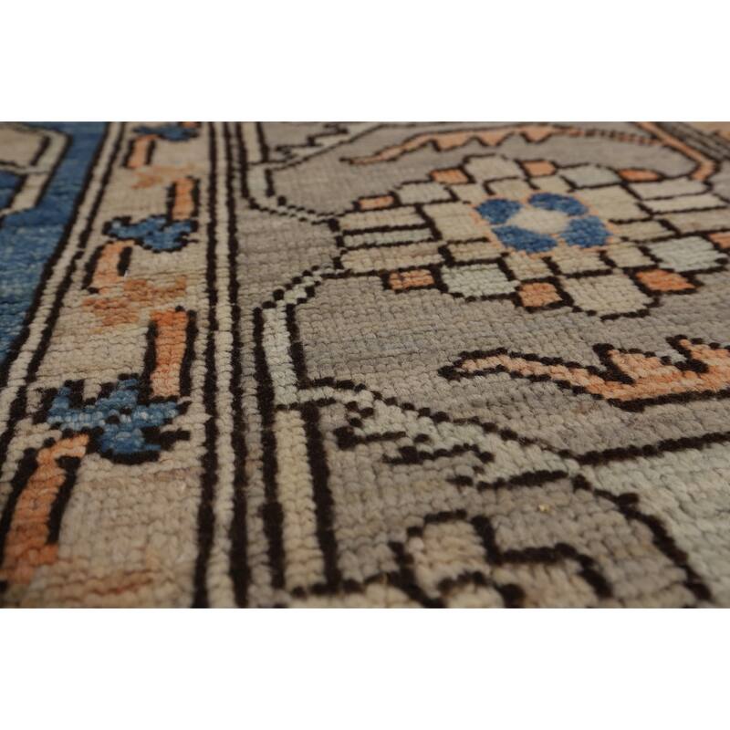 Oriental Oushak Turkish Large Rug Hand-Knotted Beige Wool Carpet - 10'1"x 14'0"