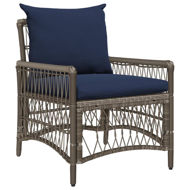 vidaXL Garden Chair with Cushions Grey 60x70x78 cm Poly Rattan - 24 x 28.7 x 30.3