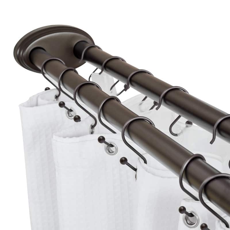 Utopia Alley Rustproof Aluminum Double L Shaped Shower Curtain Rod 72" L x 31.7" W, with 24 Shower Hooks included, Wall Mounted