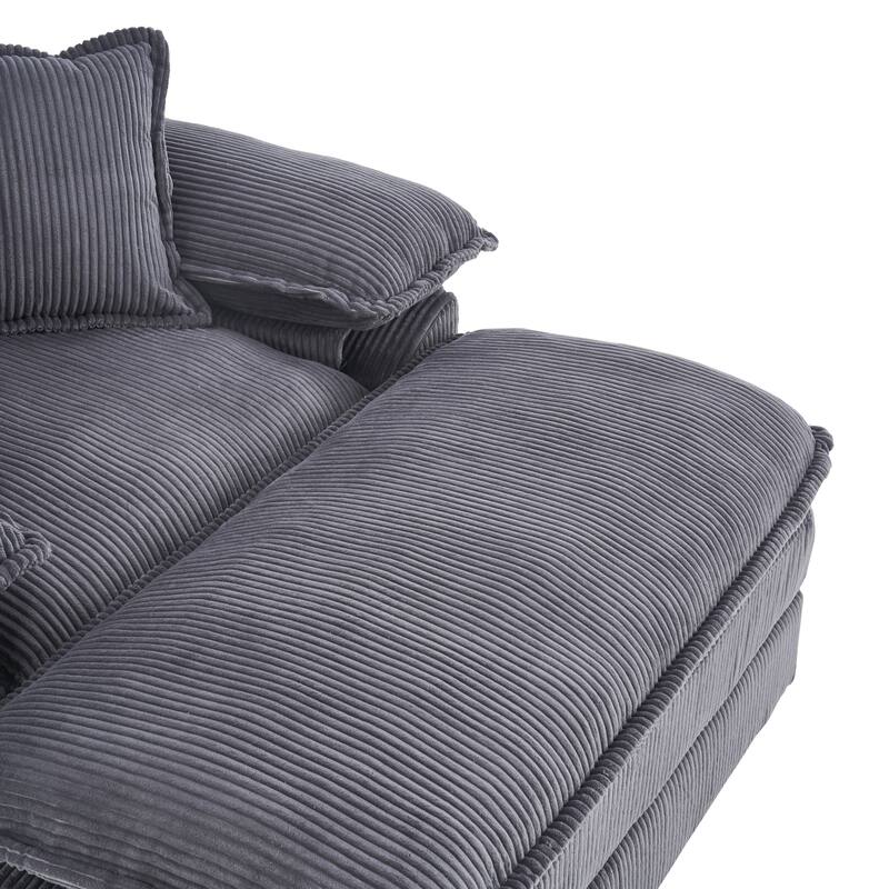 Corduroy Single Sofa With 2 Pillows
