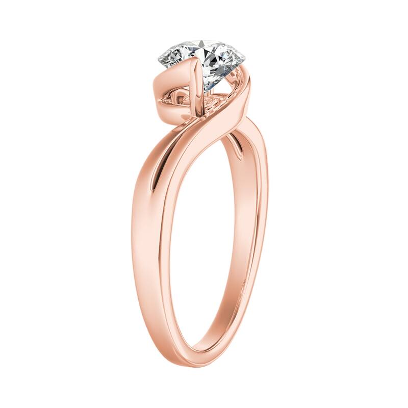 Auriya 14k Gold 3/4ctw Solitaire Moissanite Unique Engagement Ring