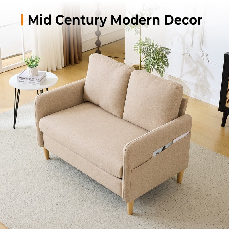 47 in. Modern Comfy Couch Loveseat with Side Storage For Living Room