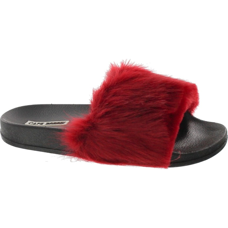 fuzzy slip on slippers