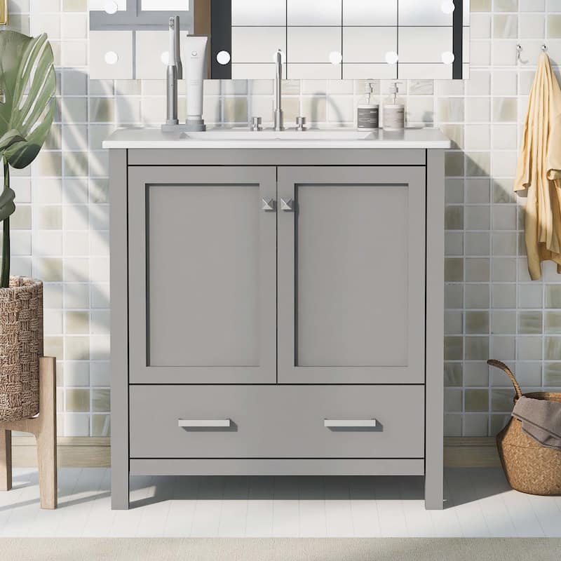 30 Inch Bathroom Vanity with Ceramic Sink