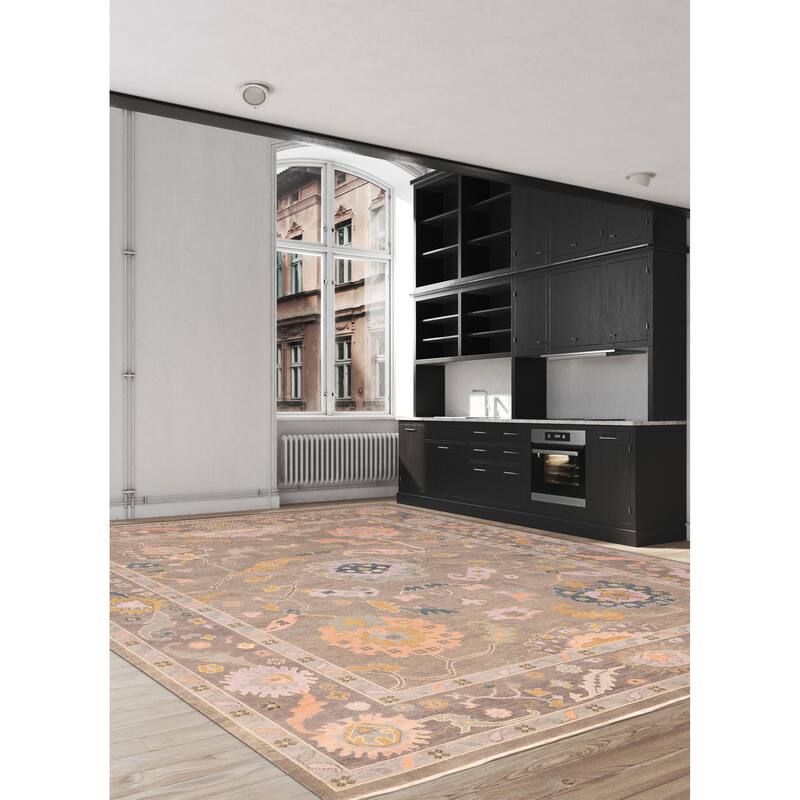 ECARPETGALLERY Hand-knotted Modern Oushak Dark Grey Wool Rug - 10'0 x 13'9