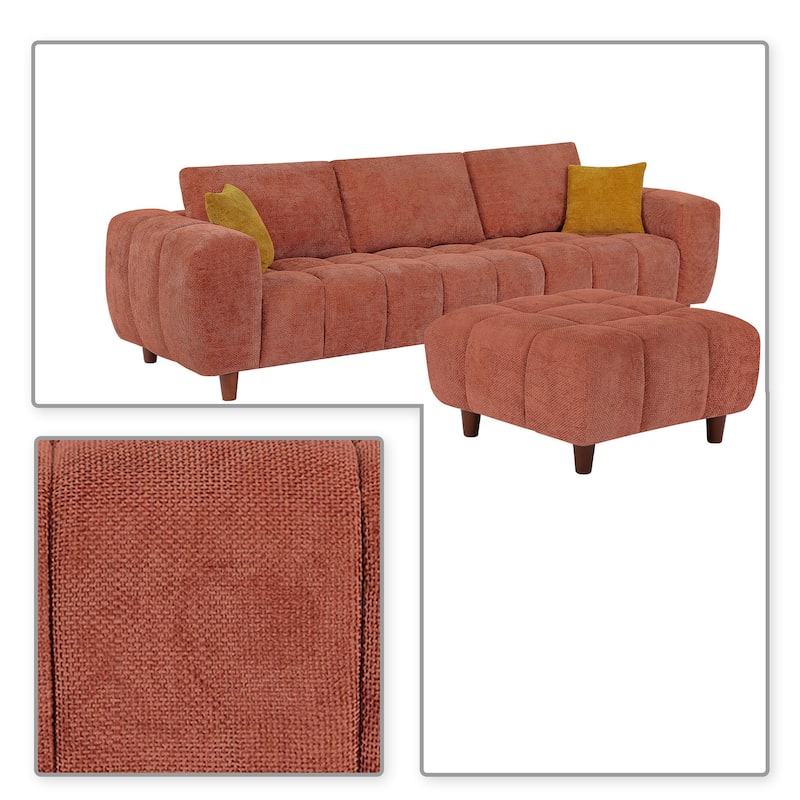 Modern Polyester Upholstered Reversible L-Shaped 3-Seater Sectional Sofa