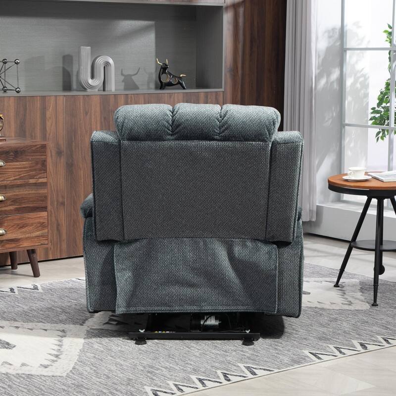 Power Lift Recliner with Extended Footrest,Overstuffed Chenille Dual Motor Recliners with Heat/Message,USB Type C Charging
