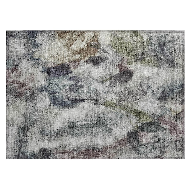 Machine Washable Indoor/Outdoor Modern Brushstrokes Chantille Rug