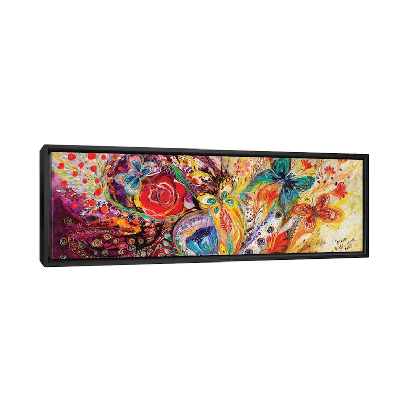 iCanvas "The Flowers And Butterflies" by Elena Kotliarker Framed Canvas Print - 20x60 - Black