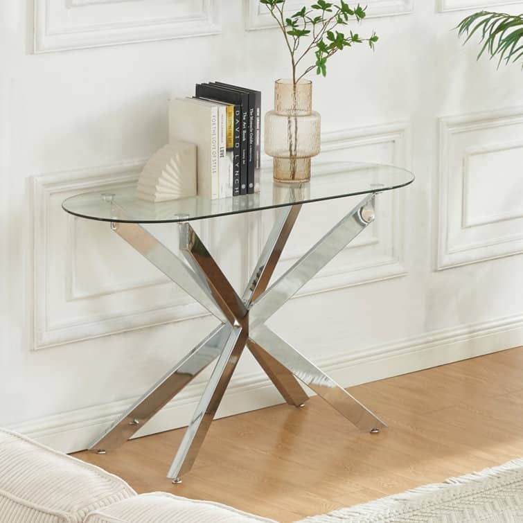 45.3'' Glass Top Console Table