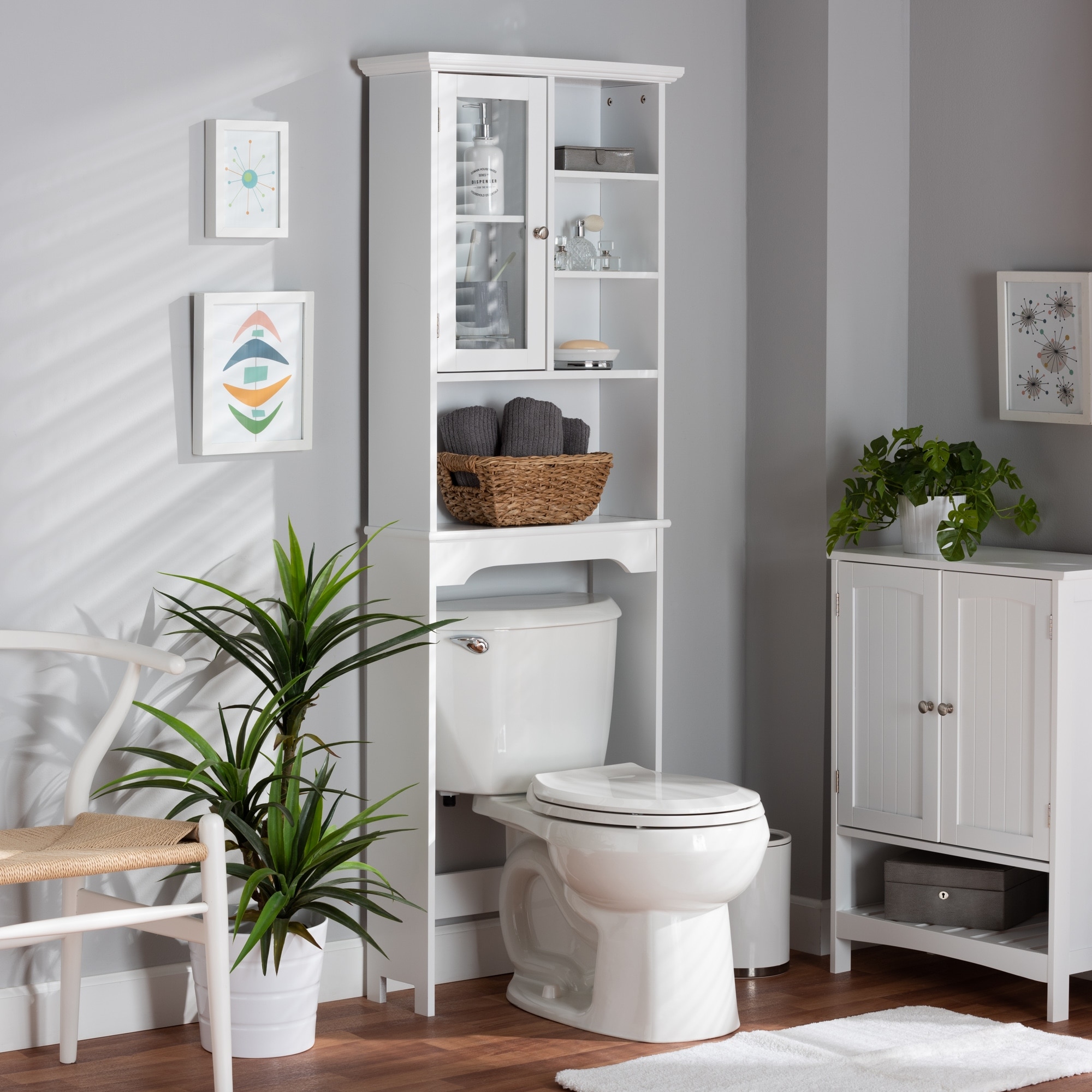 UTEX 3-Shelf Bathroom Organizer Over The Toilet, Bathroom Space saver,  Bathroom Shelf, White Finish