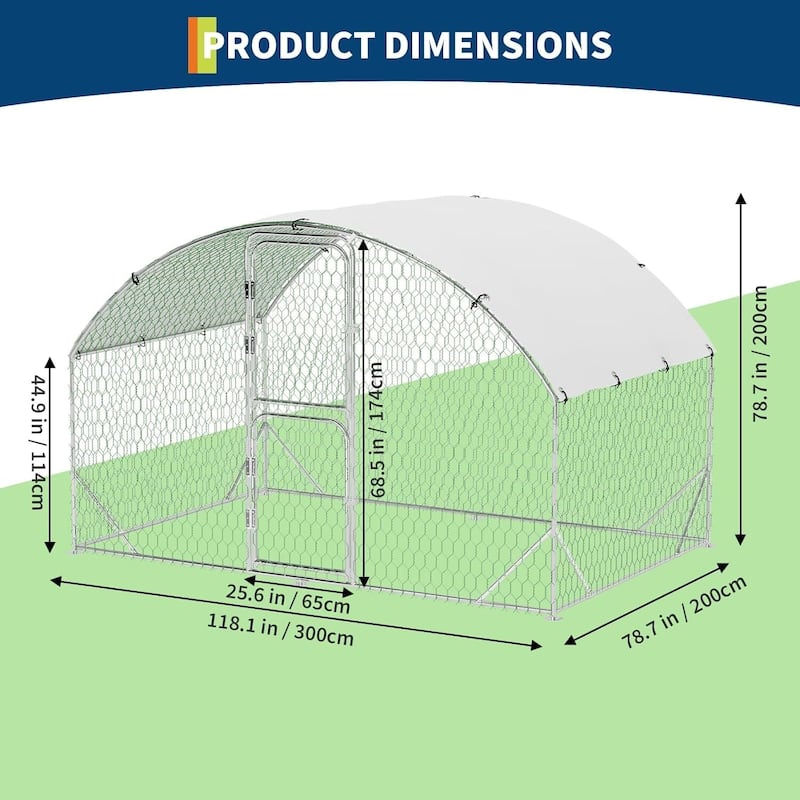 Metal Chicken Coop, Chicken Runs for Yard with Cover for Outdoor Farm Yard
