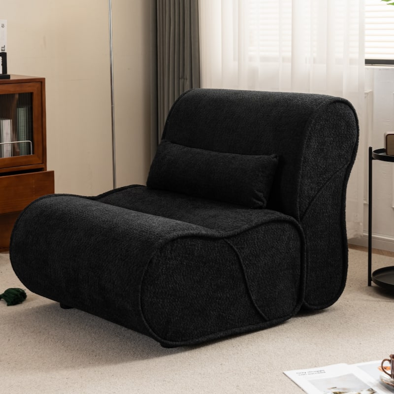 Soft Pellet Velvet Recliner - Comfortable Lounge Chair with Waist Pack Padding, Modern Design