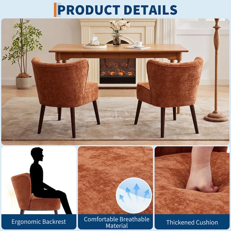 Modern Wingback Living Room Chair, Upholstered Fabric Accent, Single Sofa Chair with Lounge Seat and Wood Legs