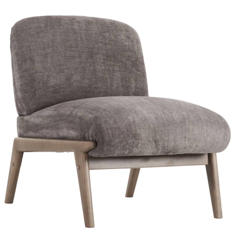 Contemporary Velvet & Solid Wood Accent Chair - Dark Taupe