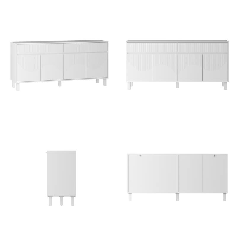Buffet Storage Cabinet with Pine Leg and Adjustable Interior Sideboard - 63"