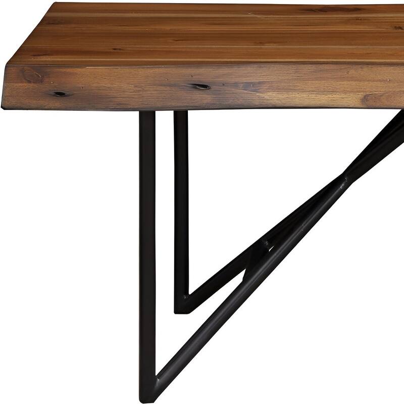 HomeRoots 55" Brown and Black Solid Wood Dining Bench - 55