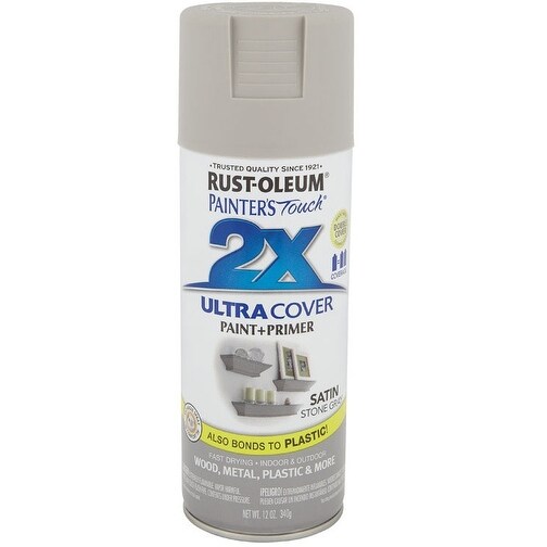 Rust Oleum 249855 Painter S Touch 2x Paint Primer Enamel Spray 12 Oz Stone Grey Overstock 20148941