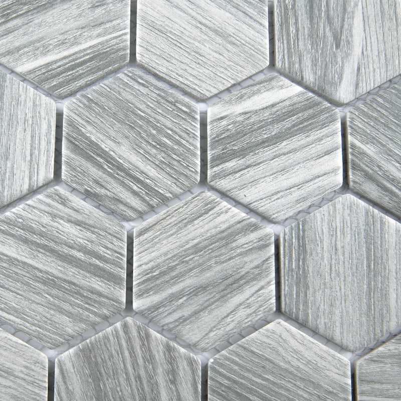 Merola Tile Llama 2" Hex Matte Silver Smoke 11-1/8" x 12-5/8" Porcelain Floor and Wall Tile - Case (10 Tiles)