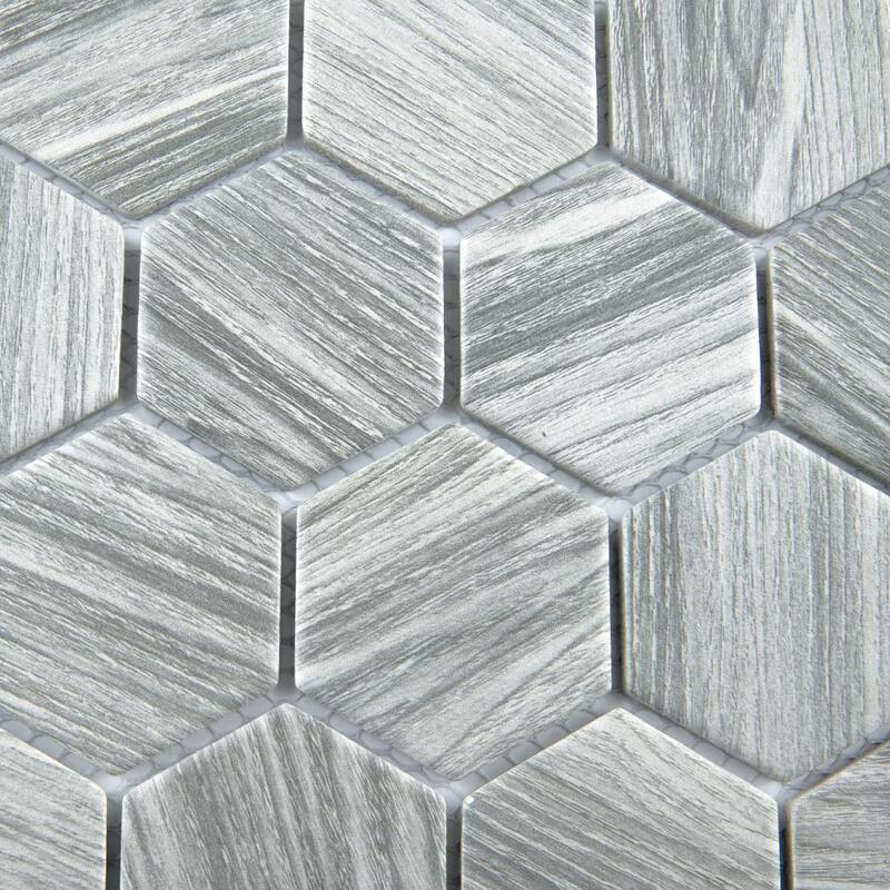Merola Tile Llama 2" Hex Matte Silver Smoke 11-1/8" x 12-5/8" Porcelain Mosaic Floor and Wall Tile