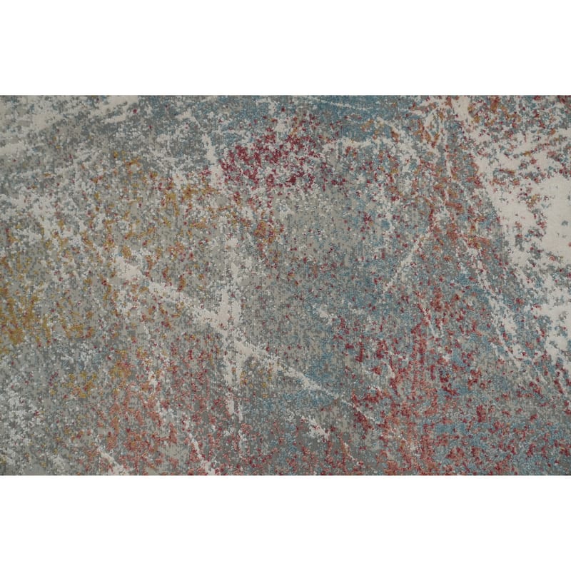 Machine Made Oriental Polyester Carpet Modern Abstract Greys & Charcoal Abstract Area Rug - 7' 5'' X 5' 2''