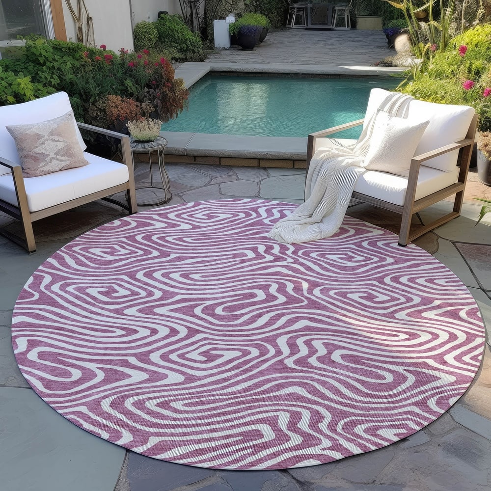 Machine Washable Indoor/ Outdoor Abstract Modern Chantille Rug