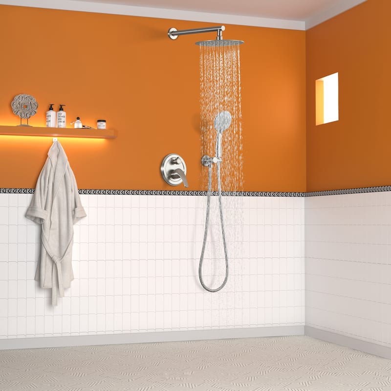 5-Spray Patterns with 9/10/12-in Wall Mount Dual Shower Heads
