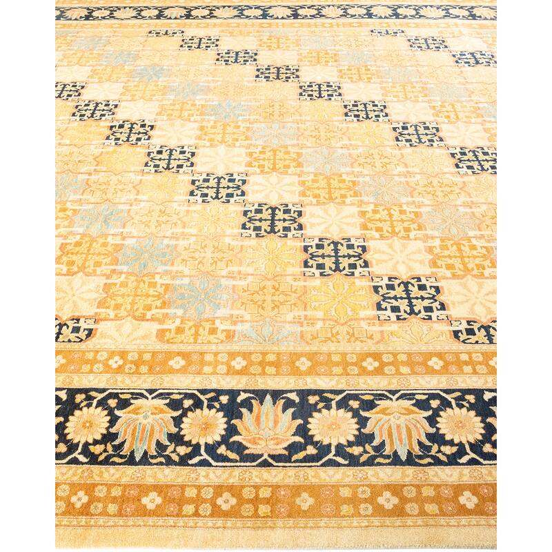 Overton Handknotted Wool Traditional Oriental Ivory Area Rug - 9' x 12'