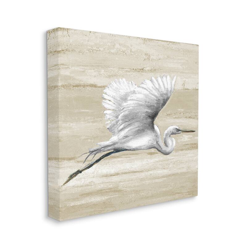Stupell Flying Heron Sand Textured Background Natural Tones Canvas Wall Art - Grey