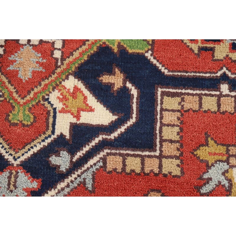 Hand Knotted Oriental 100% Wool Carpet Traditional Medallion Oranges & Rust Heriz (serapi) Area Rug - 12' 0'' X 9' 0''