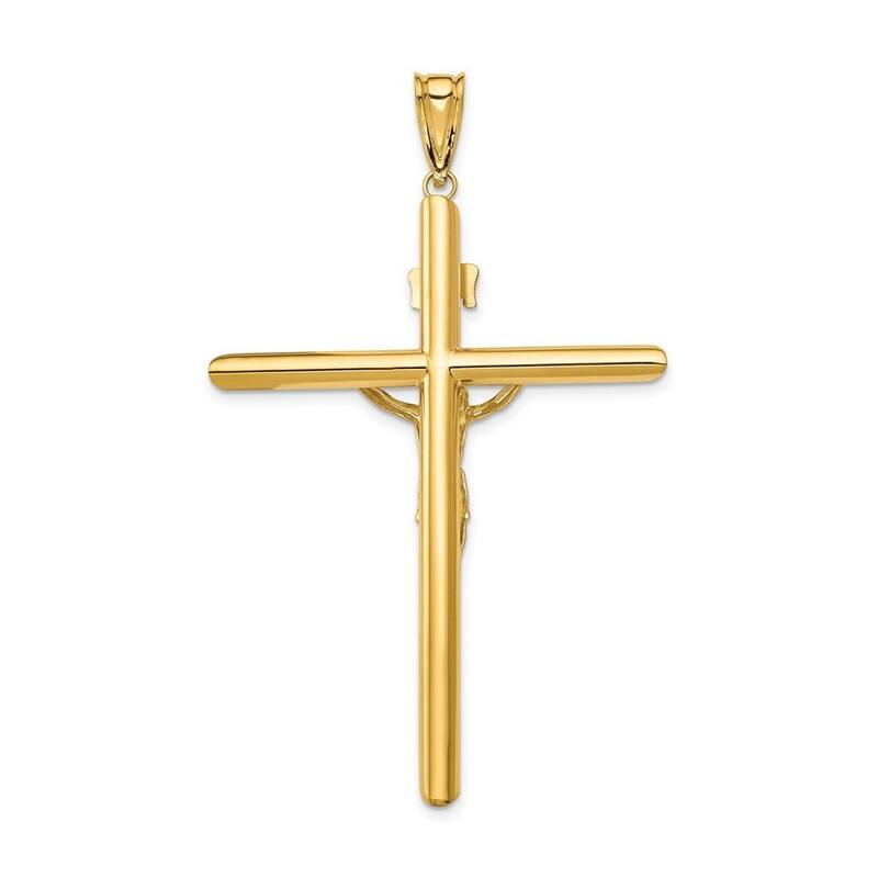 Curata 14k Two-tone Gold 18" 59x39mm Large Mens INRI Jesus Crucifix Necklace