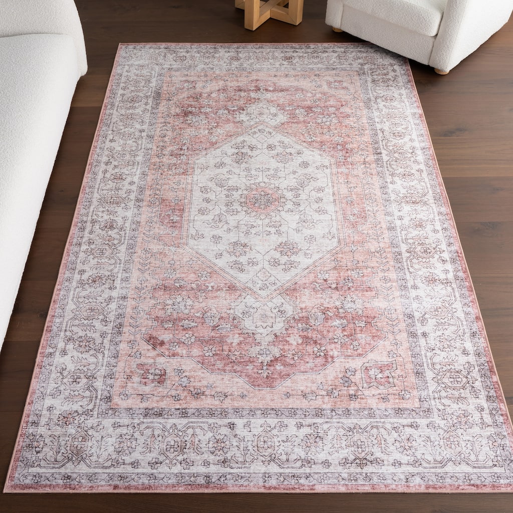 Nuloom Prairie Medallion SplashGuard Machine Washable Area Rug