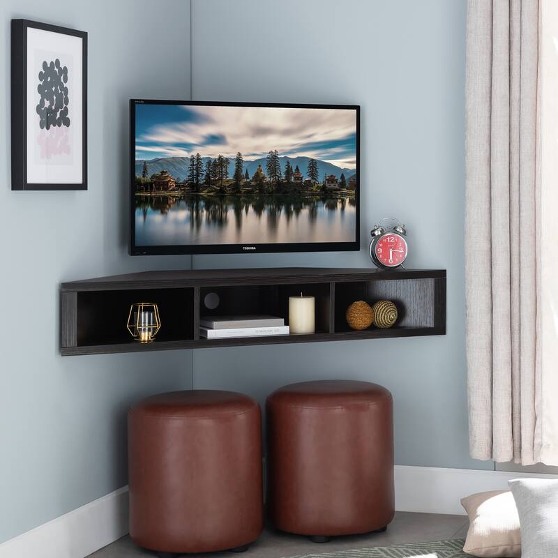 Furniture of America Sukhumi Transitional 47-inch 3-Shelf Wall-Mounted Corner TV Console