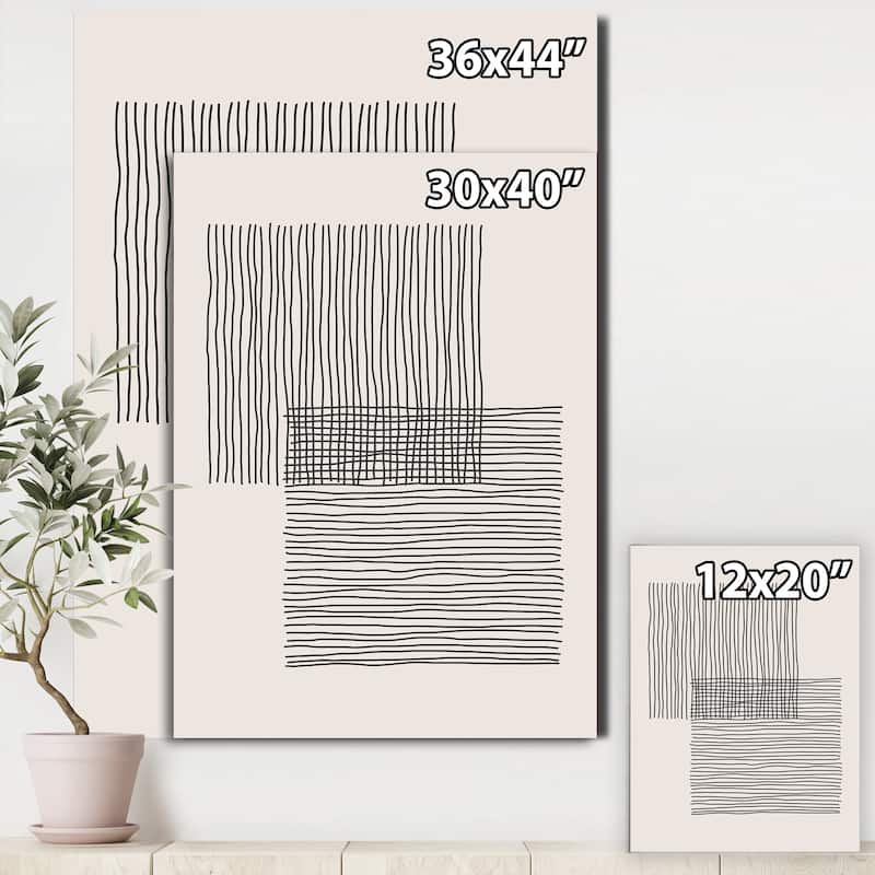 Designart "Minimal Geometric Lines And Squares II" Modern Canvas Wall Art Print