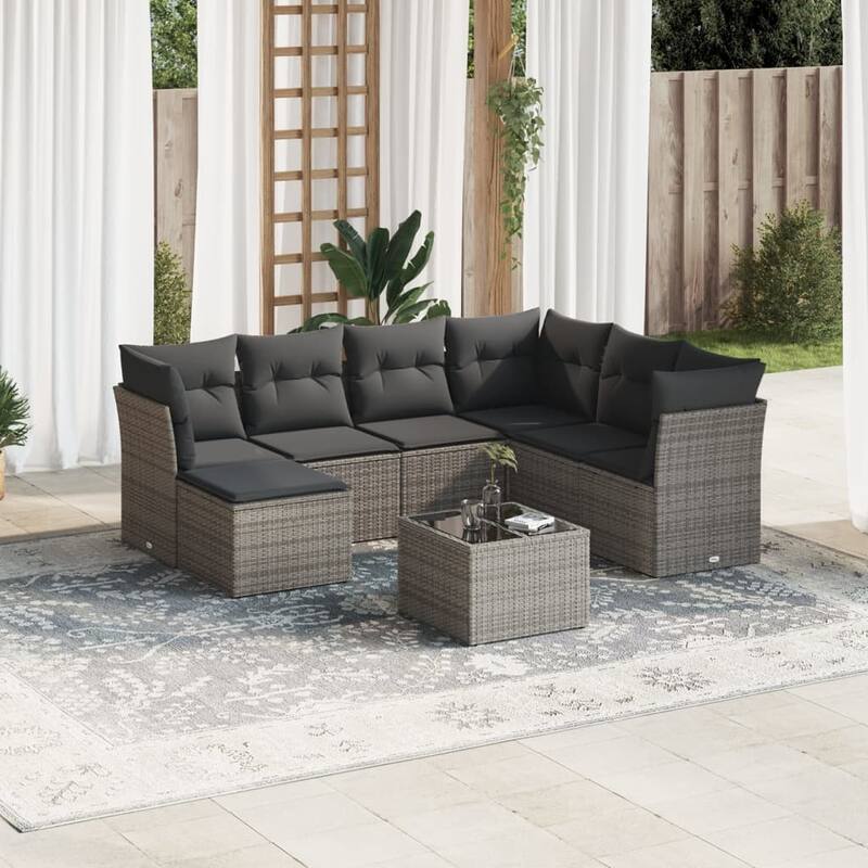 vidaXL Garden Sofa Set Grey - 21.7 x 21.7 x 14.6